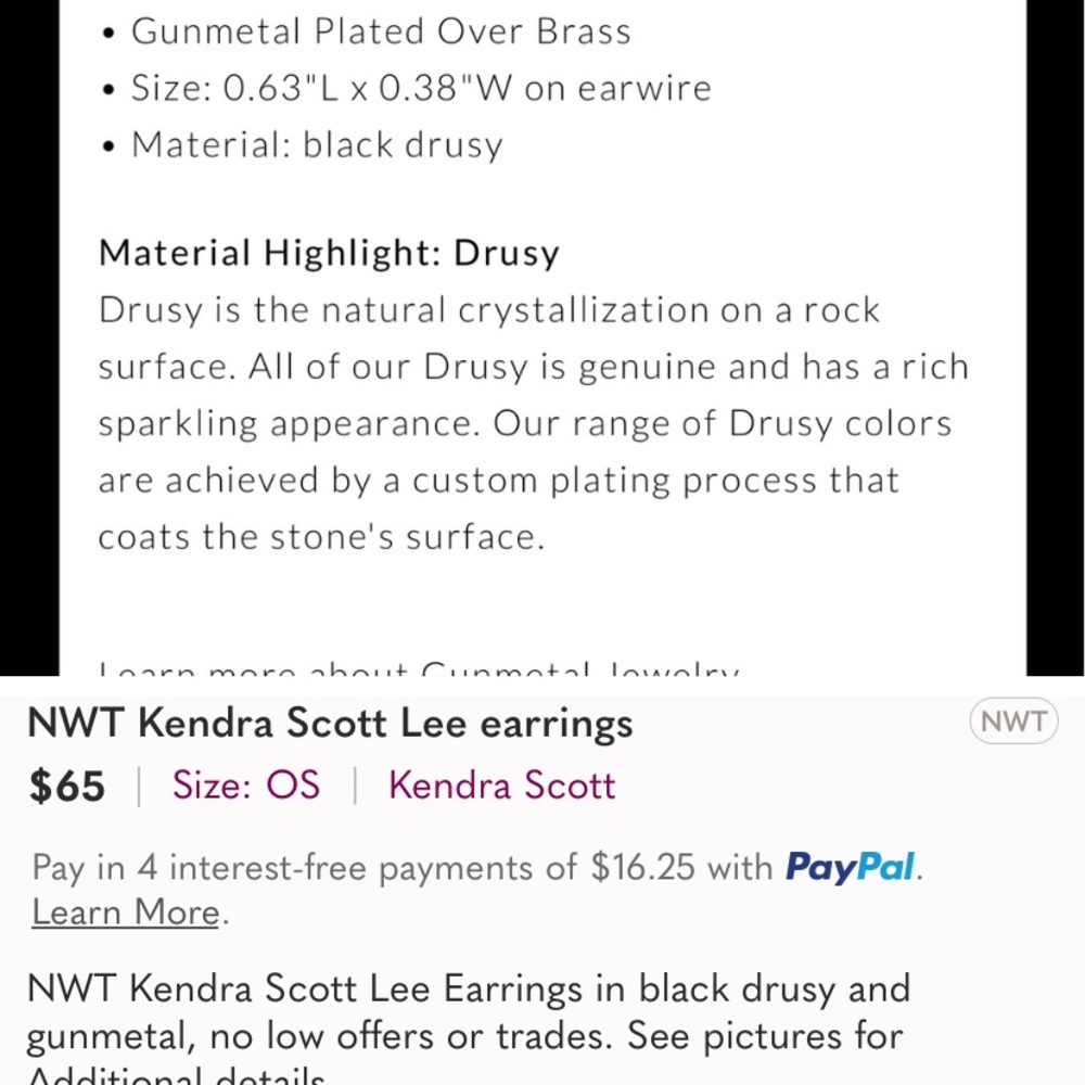 Kendra Scott Black Drop Earrings - Picture 5 of 7
